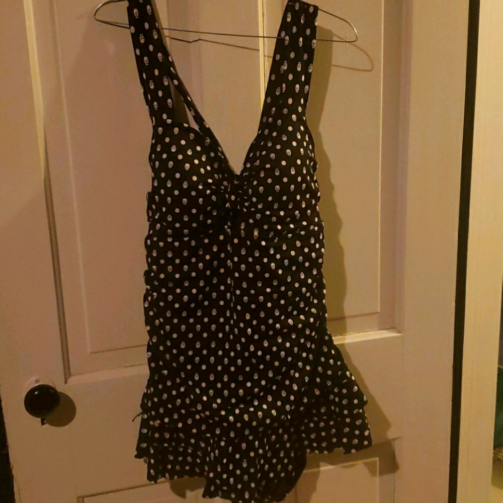Torrid Skull Dot One Piece Skirted Swimsuit